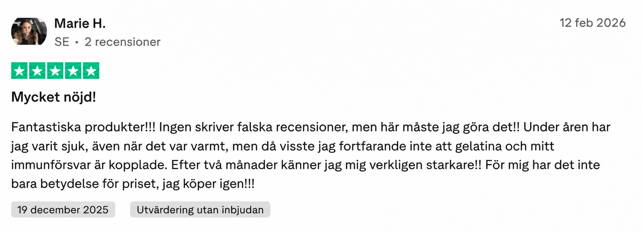 Review from Marie, a customer