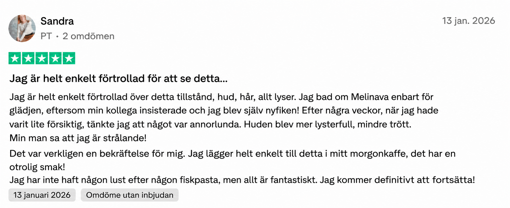 Customer review of Melinava's collagen